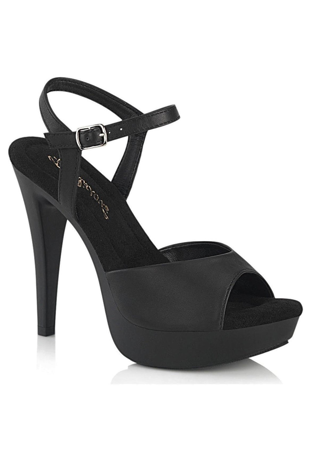 Fabulicious  COCKTAIL-509 Sandal in Black Faux Leather from SexyShoes.com