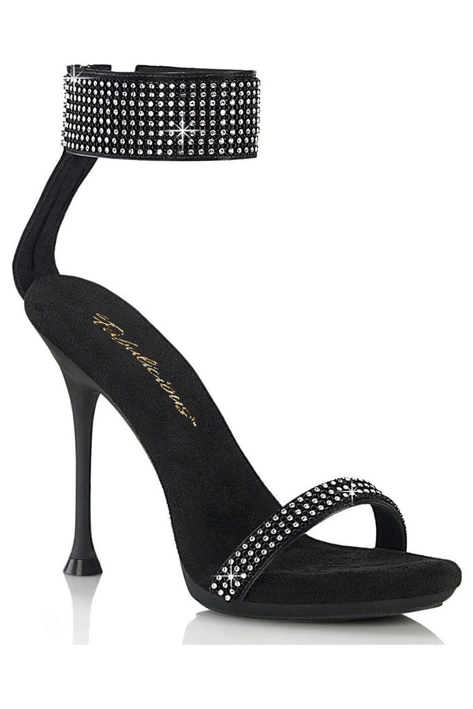 Pleaser Brand SS Fabulicious CUPID 440 Sandal in Black Faux Leather from SexyShoes.com