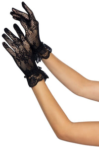 Leg Avenue Brand SS Floral Stretch Lace Wrist Length Gloves in Black  from SexyShoes.com