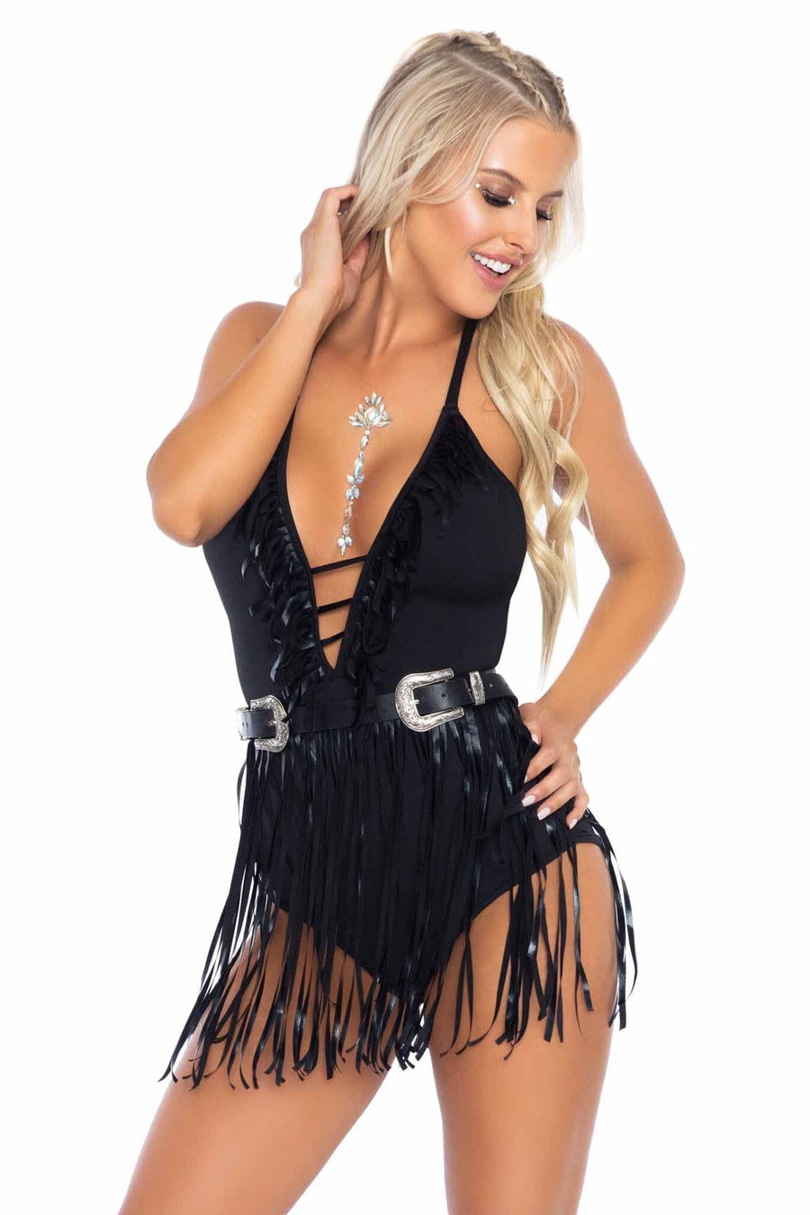SS-Fringe Halter Bodysuit-Dancewear-SEXYSHOES.COM