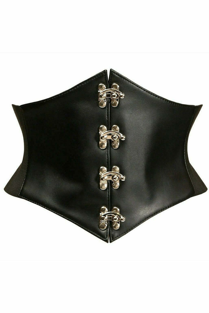 Lavish Black Faux Leather Corset Belt Cincher w/Clasps-Corset Belts-Daisy Corsets-SEXYSHOES.COM