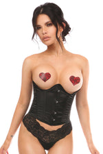 SS-Lavish Black Satin Open Cup Underwire Short Underbust Corset