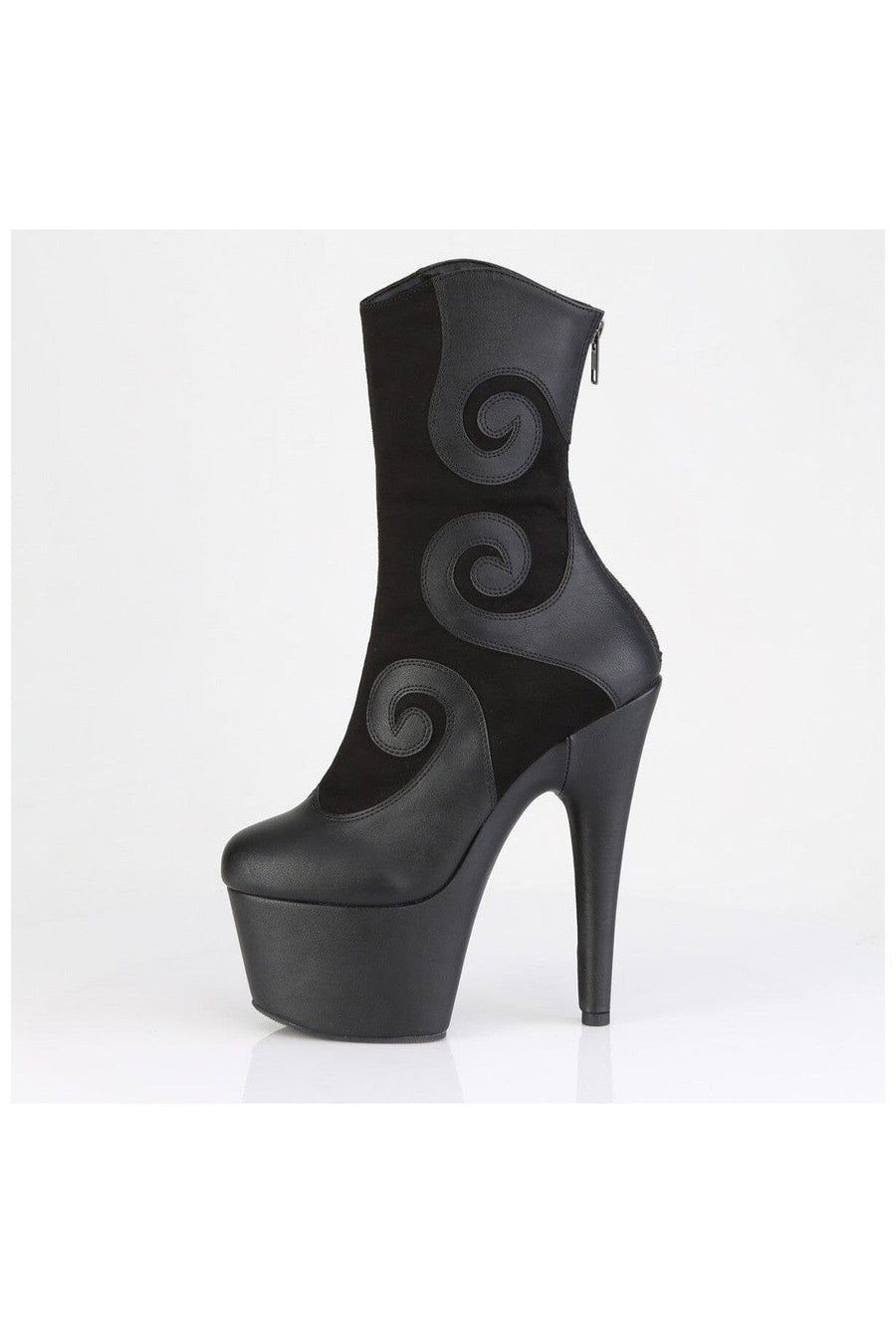 Pleaser  ADORE-1034 Ankle Boot in Black Faux Leather