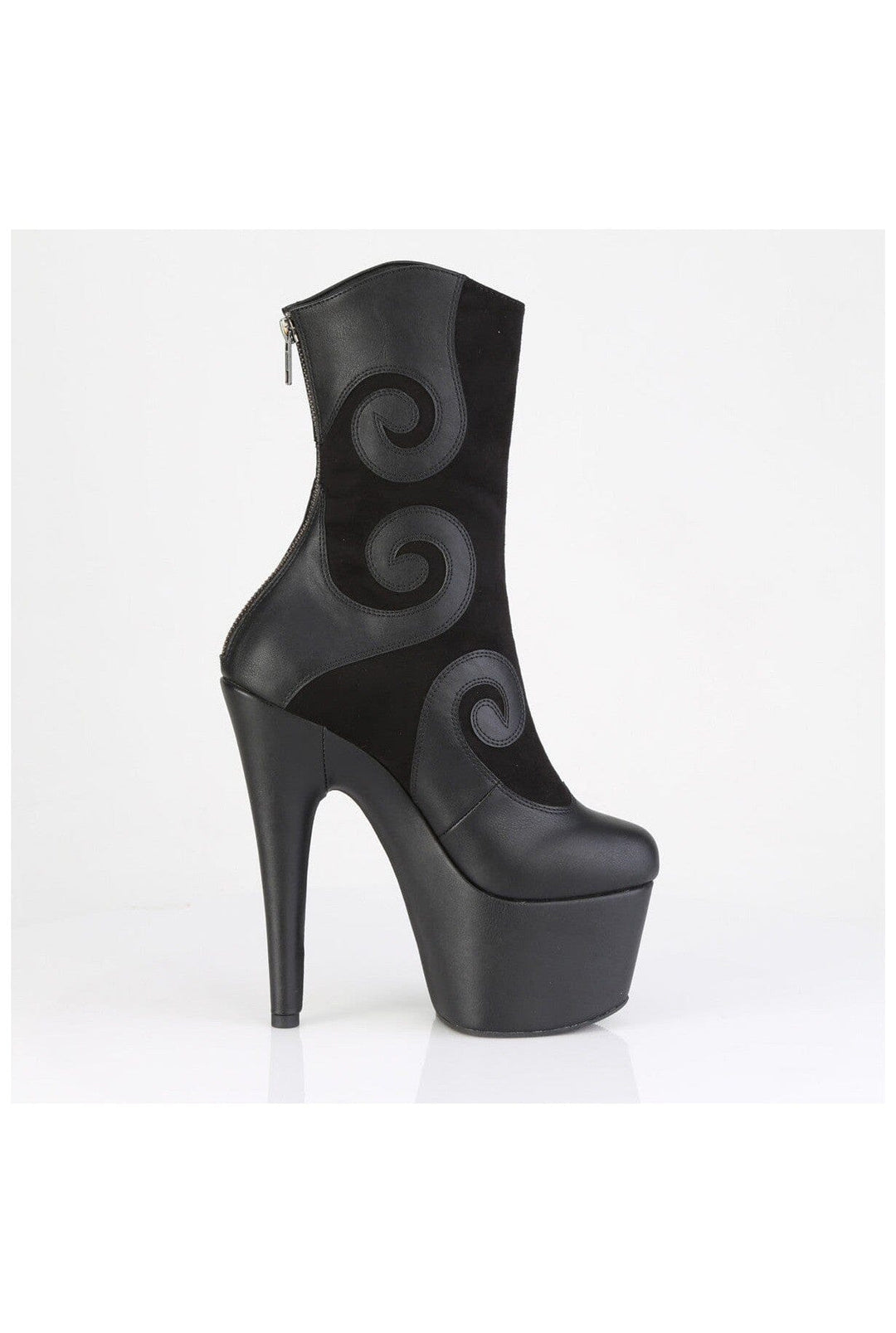 Pleaser  ADORE-1034 Ankle Boot in Black Faux Leather