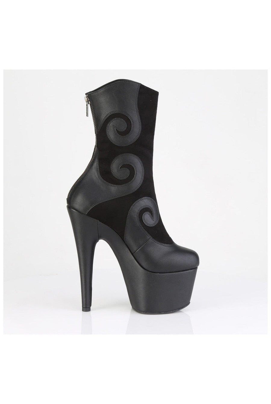 Pleaser  ADORE-1034 Ankle Boot in Black Faux Leather