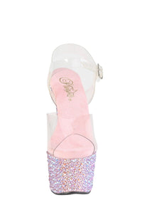 Pleaser SS- BEJEWELED-708MS Sandal in Clear Vinyl