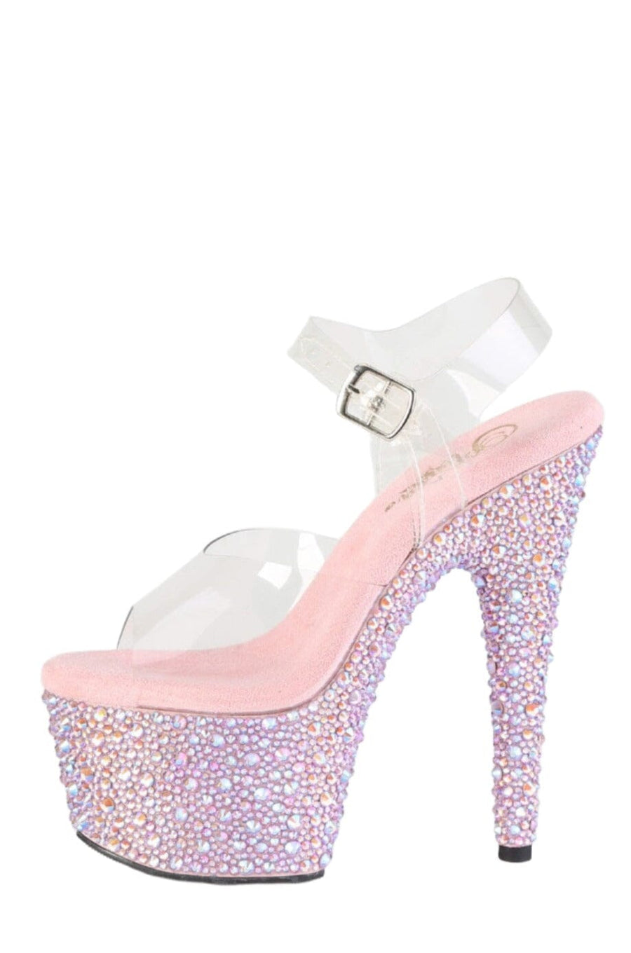 Pleaser SS- BEJEWELED-708MS Sandal in Clear Vinyl