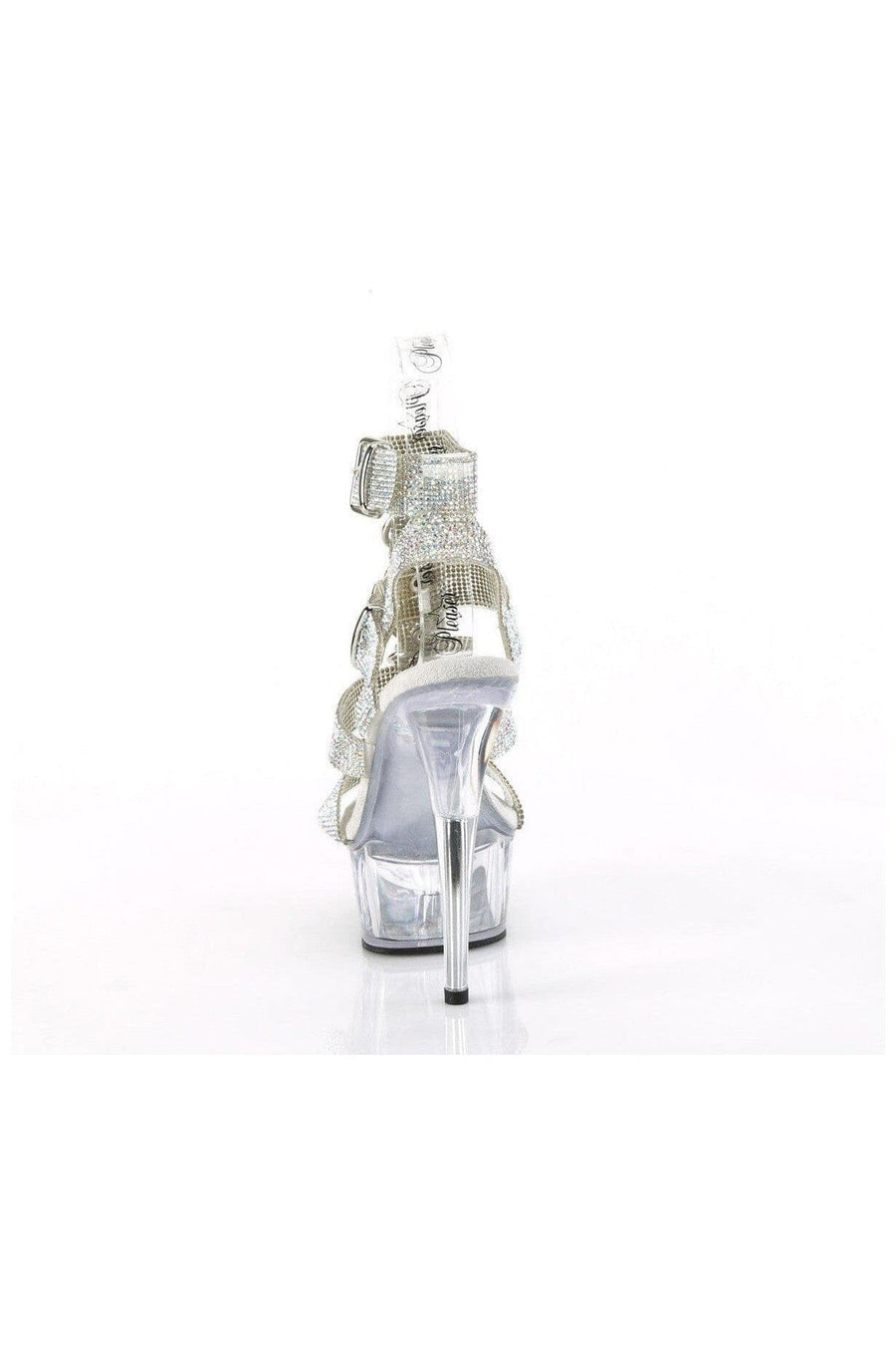 Pleaser  DELIGHT-656RS Sandal in Silver Faux Leather