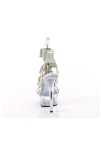 Pleaser  DELIGHT-656RS Sandal in Silver Faux Leather