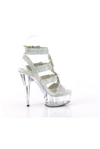 Pleaser  DELIGHT-656RS Sandal in Silver Faux Leather
