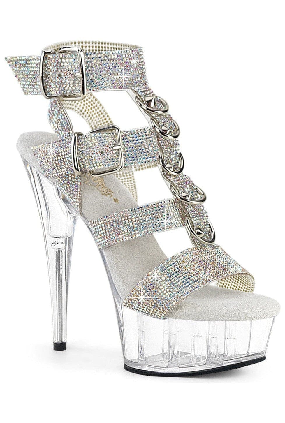 Pleaser  DELIGHT-656RS Sandal in Silver Faux Leather from SexyShoes.com