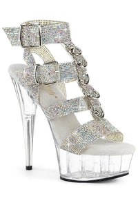 Pleaser  DELIGHT-656RS Sandal in Silver Faux Leather from SexyShoes.com