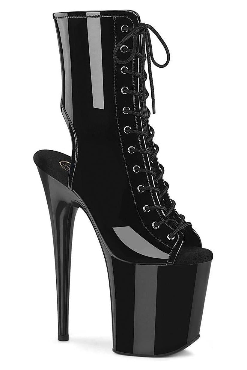 Pleaser Brand SS Pleaser FLAMINGO 1016 Ankle Boot in Black Patent from SexyShoes.com