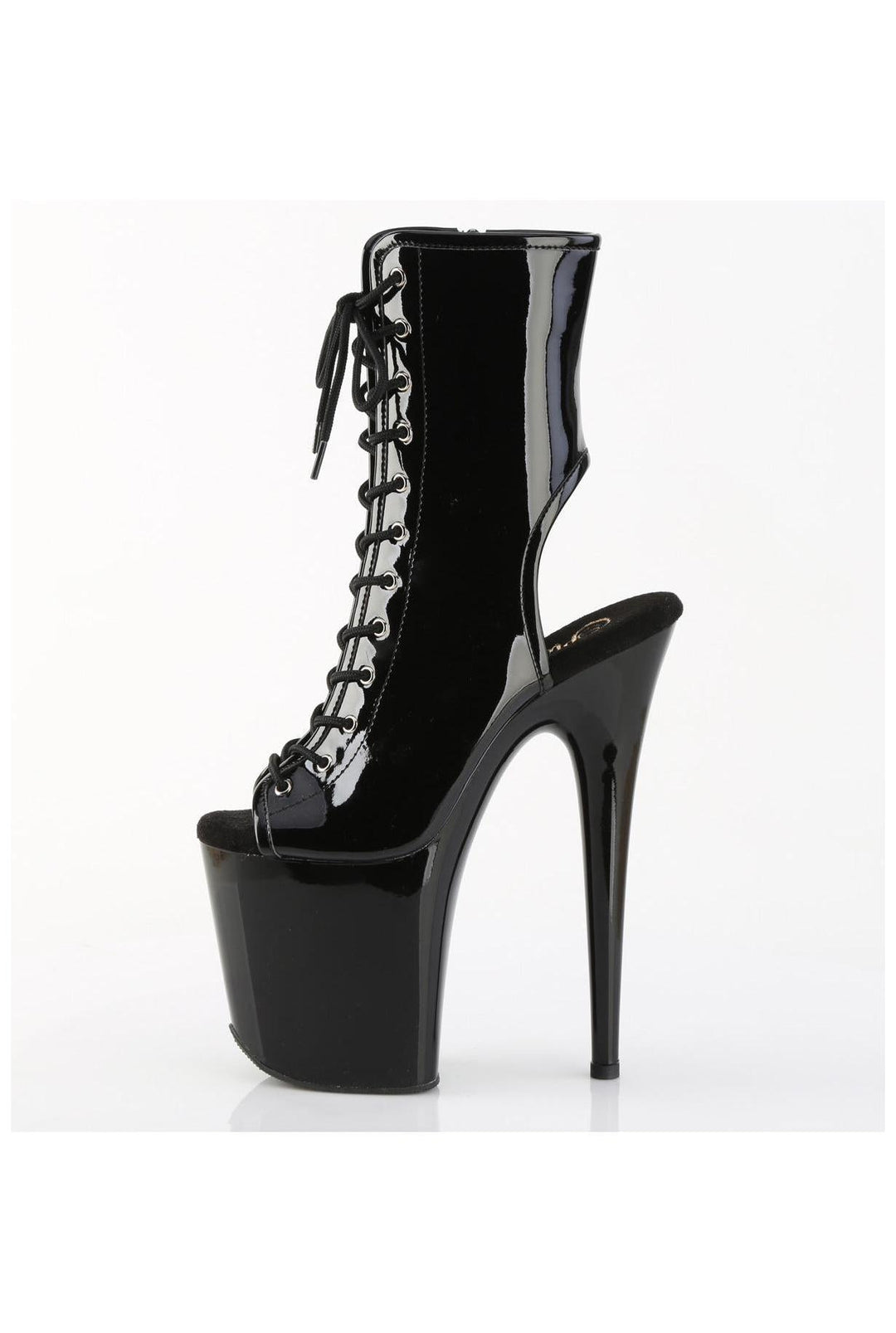 Pleaser  FLAMINGO-1016 Ankle Boot in Black Patent