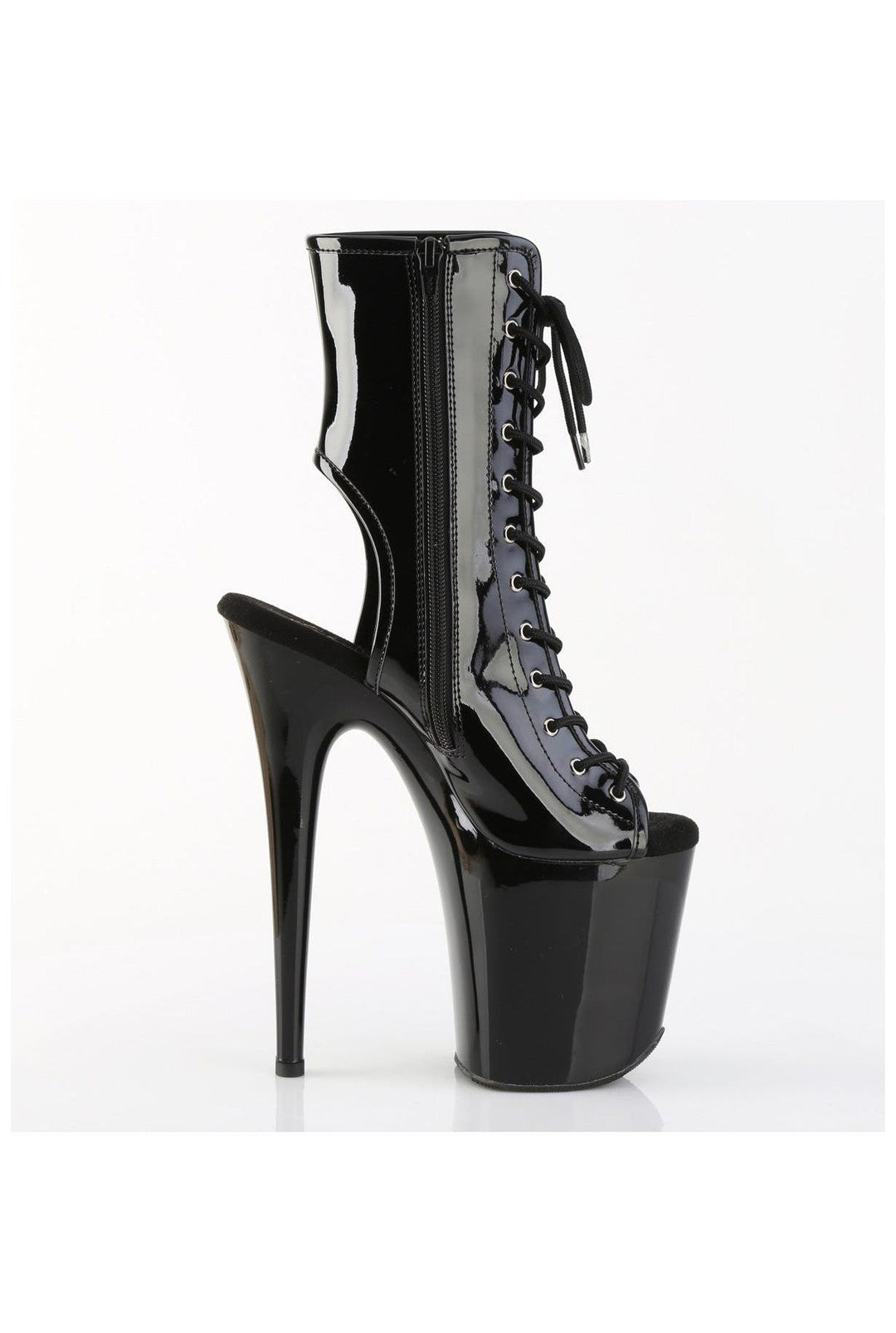 Pleaser  FLAMINGO-1016 Ankle Boot in Black Patent