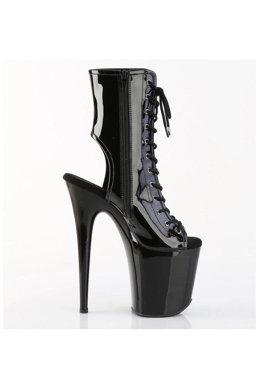 Pleaser  FLAMINGO-1016 Ankle Boot in Black Patent
