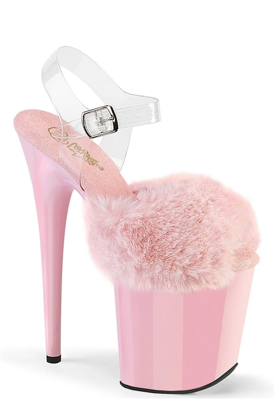 Pleaser Brand SS Pleaser FLAMINGO 808FUR Sandal in Pink Faux Fur from SexyShoes.com