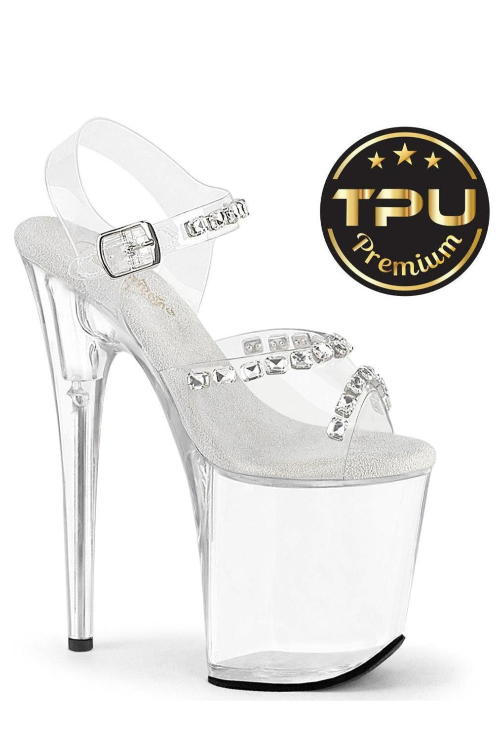 Pleaser  FLAMINGO-808PREM-STN Sandal in Clear TPU Premium from SexyShoes.com