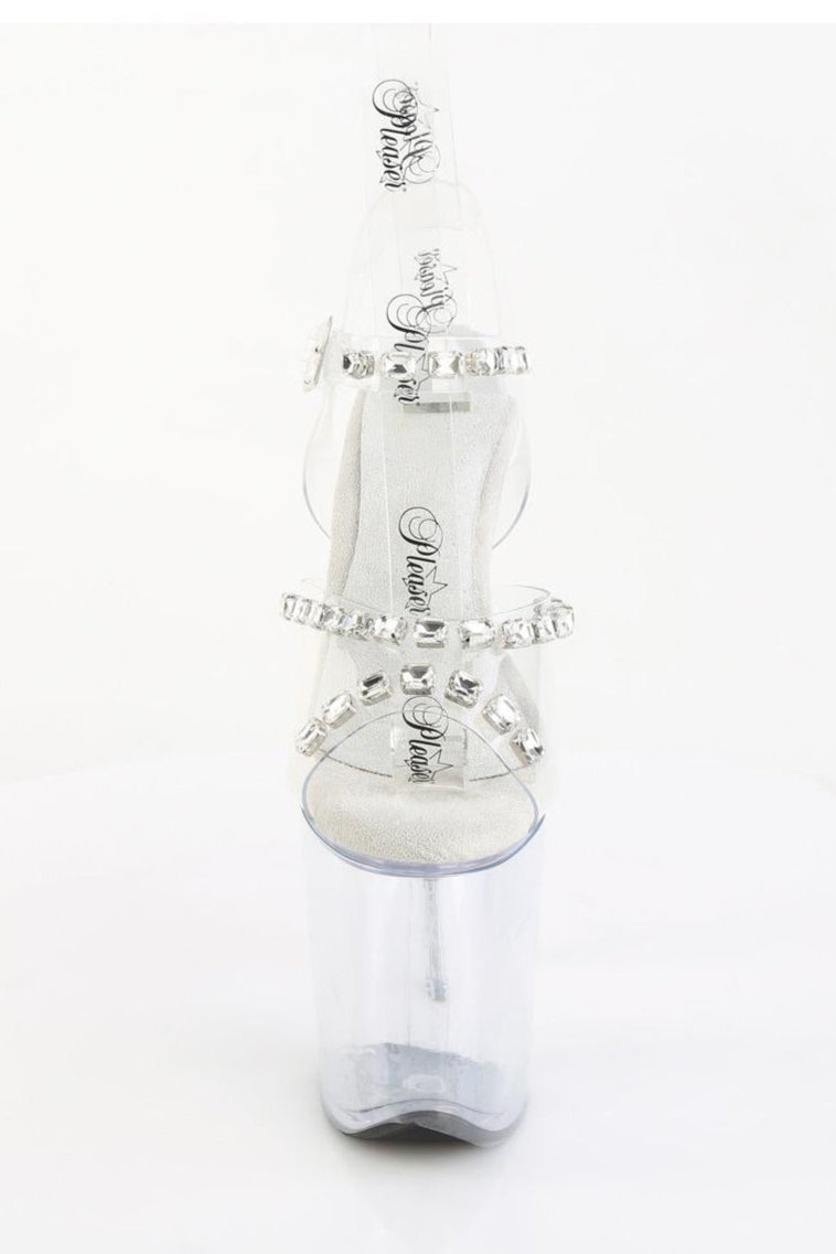 Pleaser  FLAMINGO-808PREM-STN Sandal in Clear TPU Premium