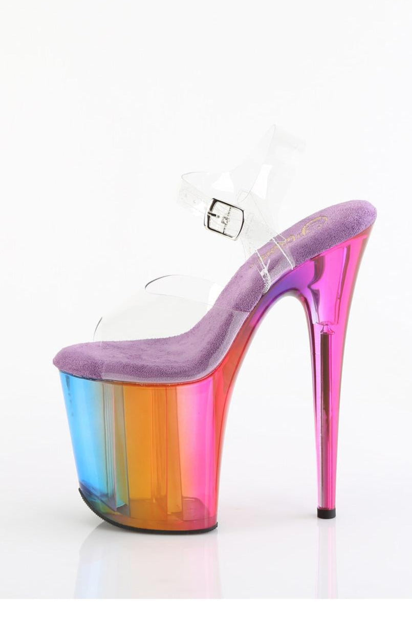 Pleaser  FLAMINGO-808RMT Sandal in Rainbow Vinyl