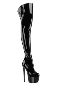 Pleaser  JUBILANT-3006 Thigh Boot in Black Stretch Patent from SexyShoes.com