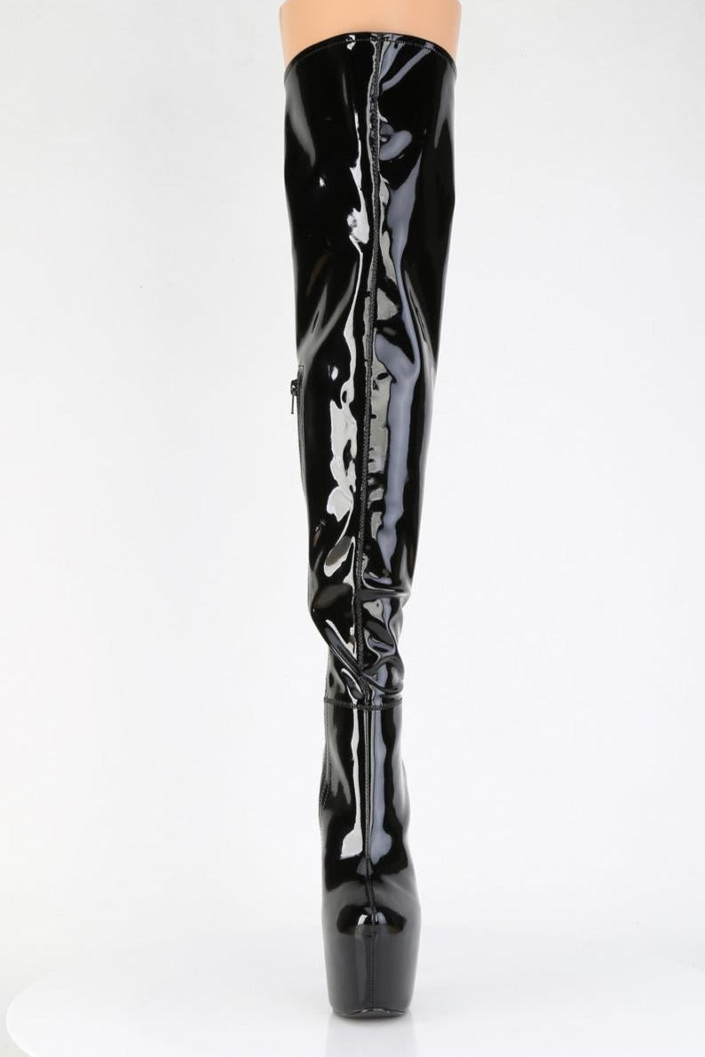 Pleaser  JUBILANT-3006 Thigh Boot in Black Stretch Patent