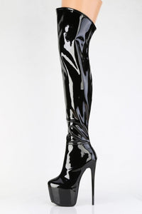 Pleaser  JUBILANT-3006 Thigh Boot in Black Stretch Patent