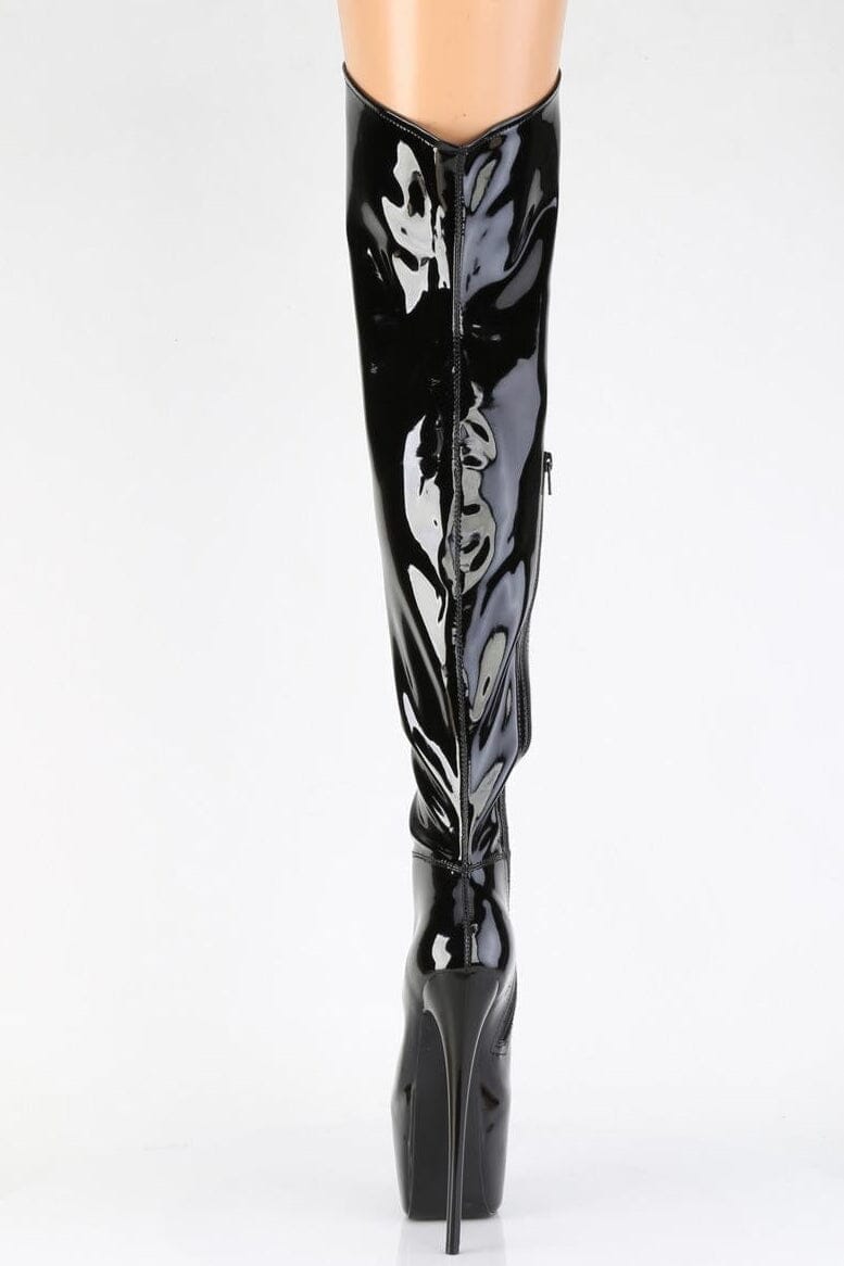 Pleaser  JUBILANT-3006 Thigh Boot in Black Stretch Patent