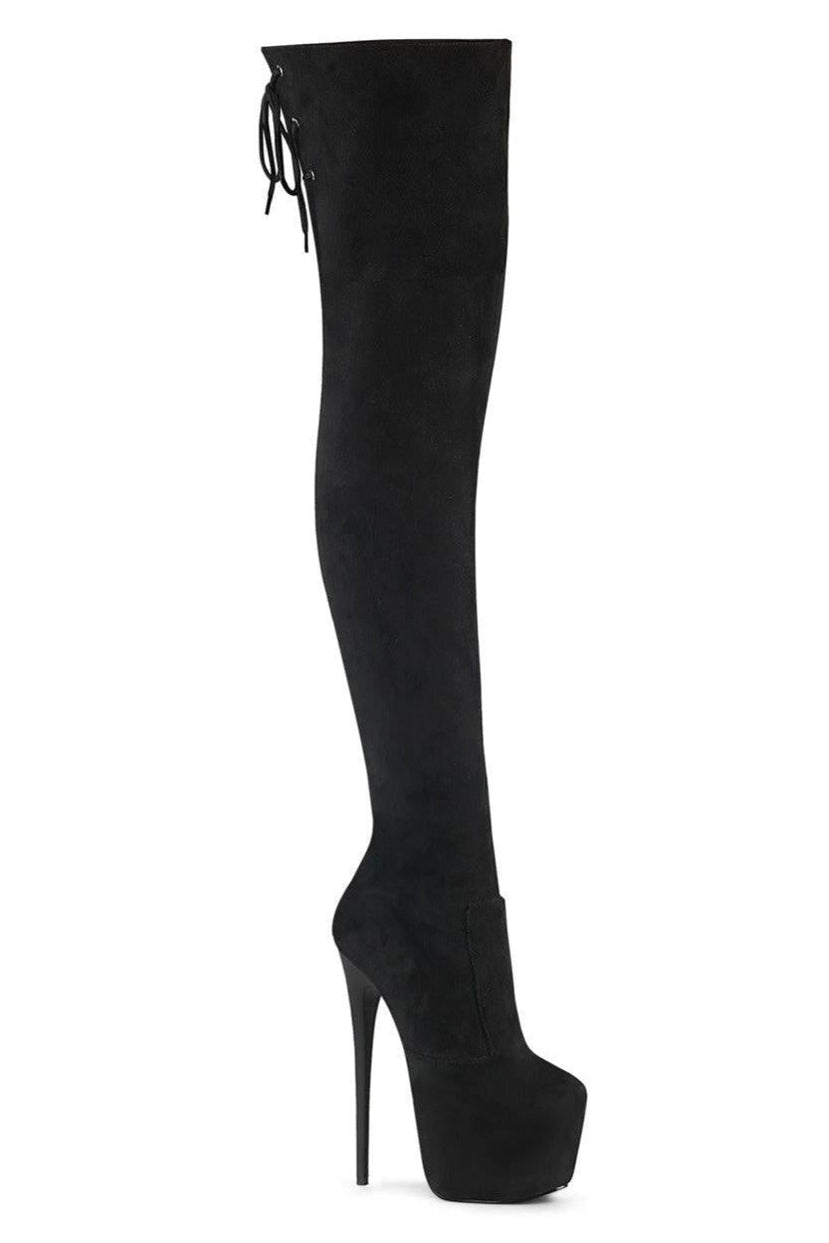 Pleaser Brand SS Pleaser JUBILANT 3007FS Thigh Boot in Black Faux Suede from SexyShoes.com