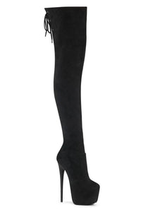 Pleaser Brand SS Pleaser JUBILANT 3007FS Thigh Boot in Black Faux Suede from SexyShoes.com