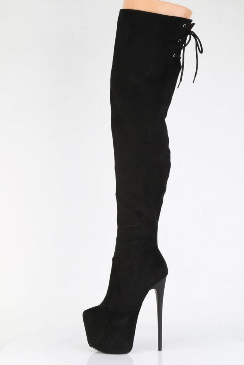 Pleaser  JUBILANT-3007FS Thigh Boot in Black Faux Suede