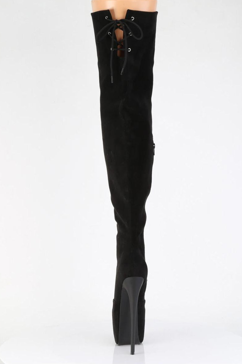 Pleaser  JUBILANT-3007FS Thigh Boot in Black Faux Suede