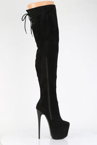 Pleaser  JUBILANT-3007FS Thigh Boot in Black Faux Suede