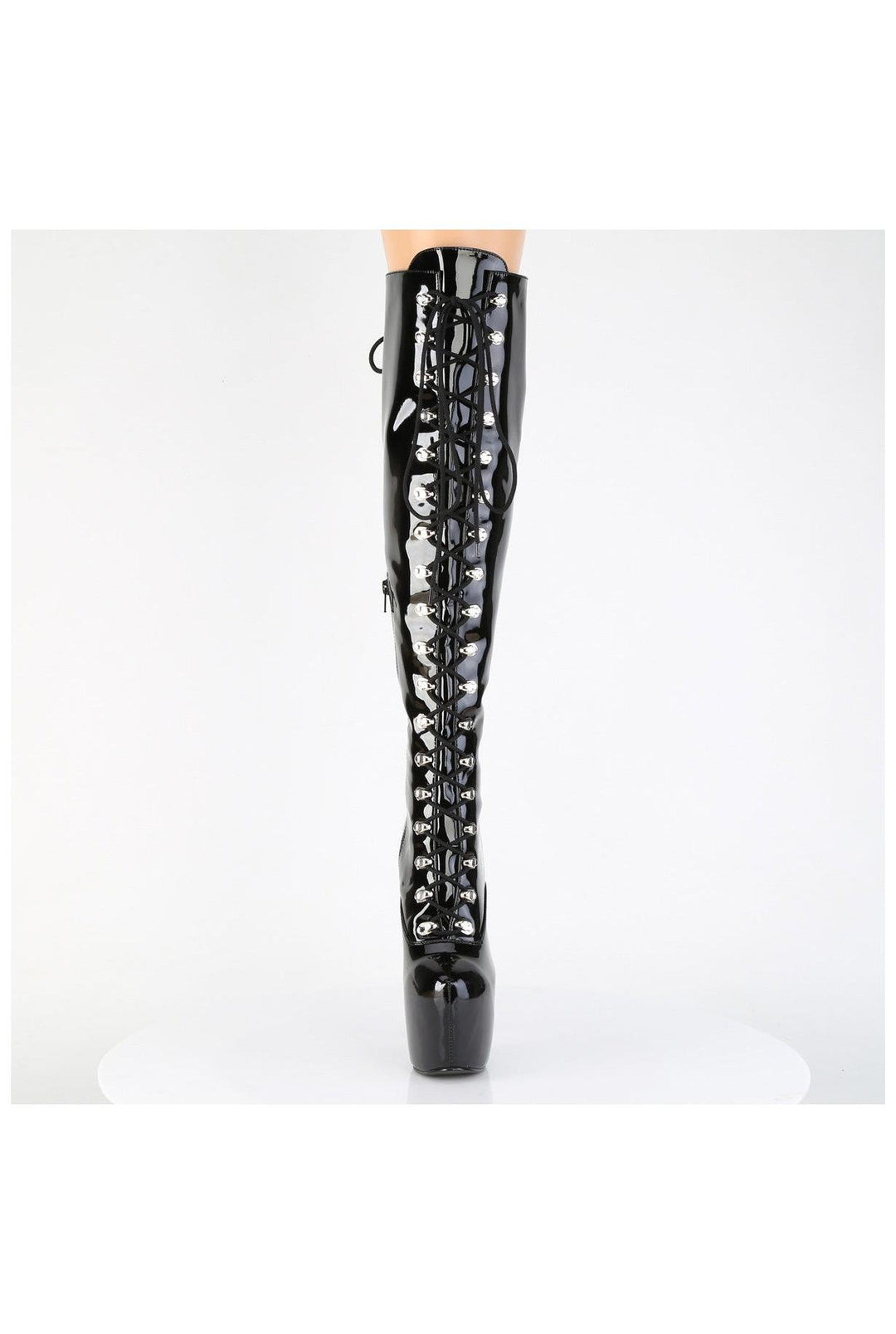 Pleaser  JUBILANT-3012 Thigh Boot in Black Patent