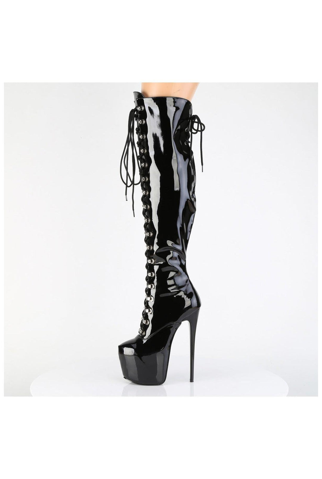 Pleaser  JUBILANT-3012 Thigh Boot in Black Patent