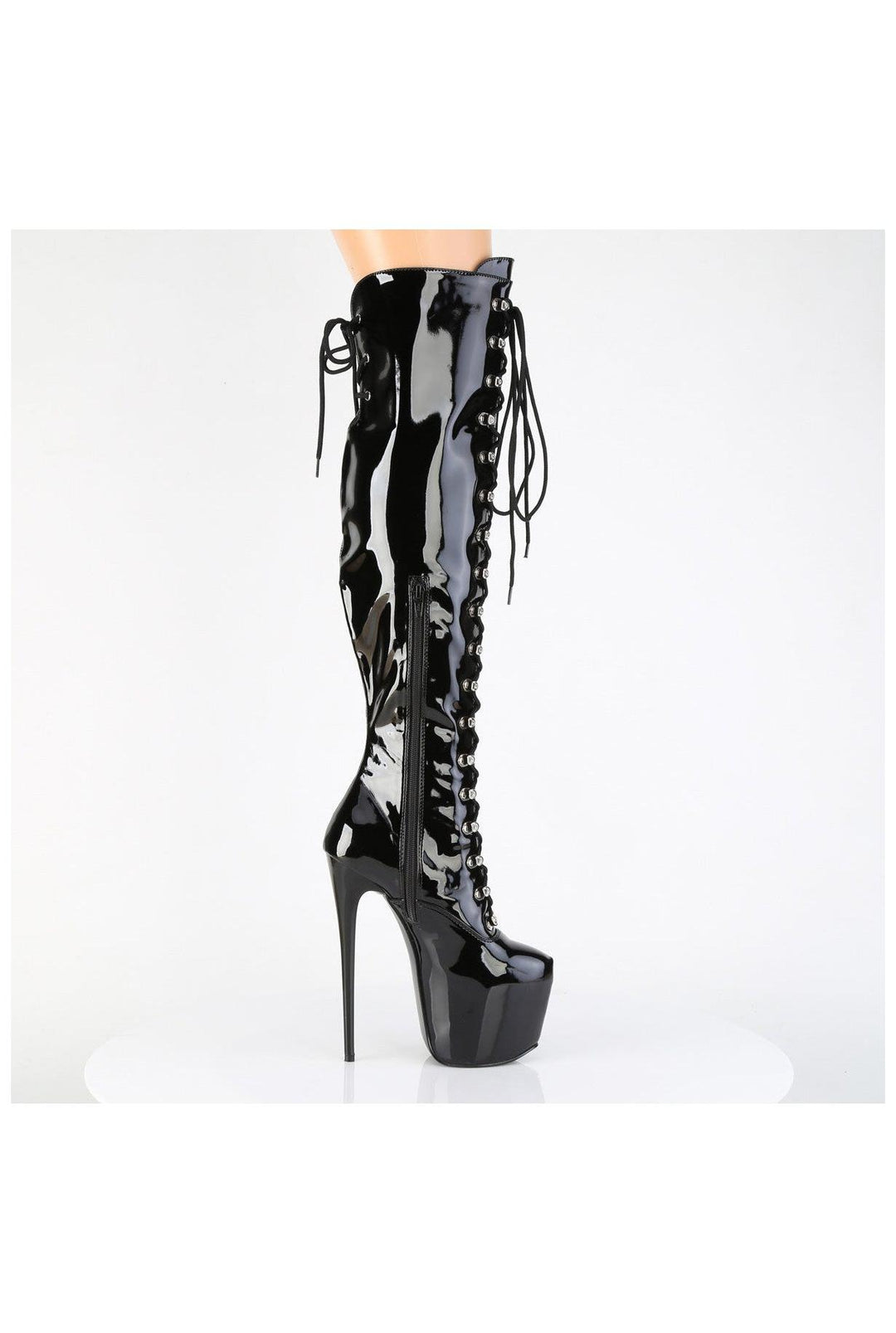 Pleaser  JUBILANT-3012 Thigh Boot in Black Patent