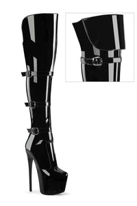 Pleaser Brand SS Pleaser JUBILANT 3018 Thigh Boot in Black Stretch Patent from SexyShoes.com