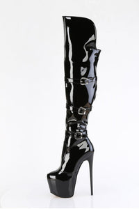 Pleaser  JUBILANT-3018 Thigh Boot in Black Stretch Patent