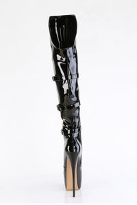 Pleaser  JUBILANT-3018 Thigh Boot in Black Stretch Patent