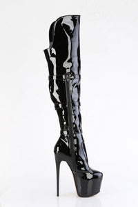 Pleaser  JUBILANT-3018 Thigh Boot in Black Stretch Patent