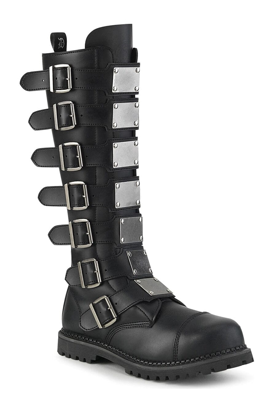 RIOT-21MP Black Vegan Leather Knee Boot-Knee Boots-Demonia-Black-10-Vegan Leather-SEXYSHOES.COM