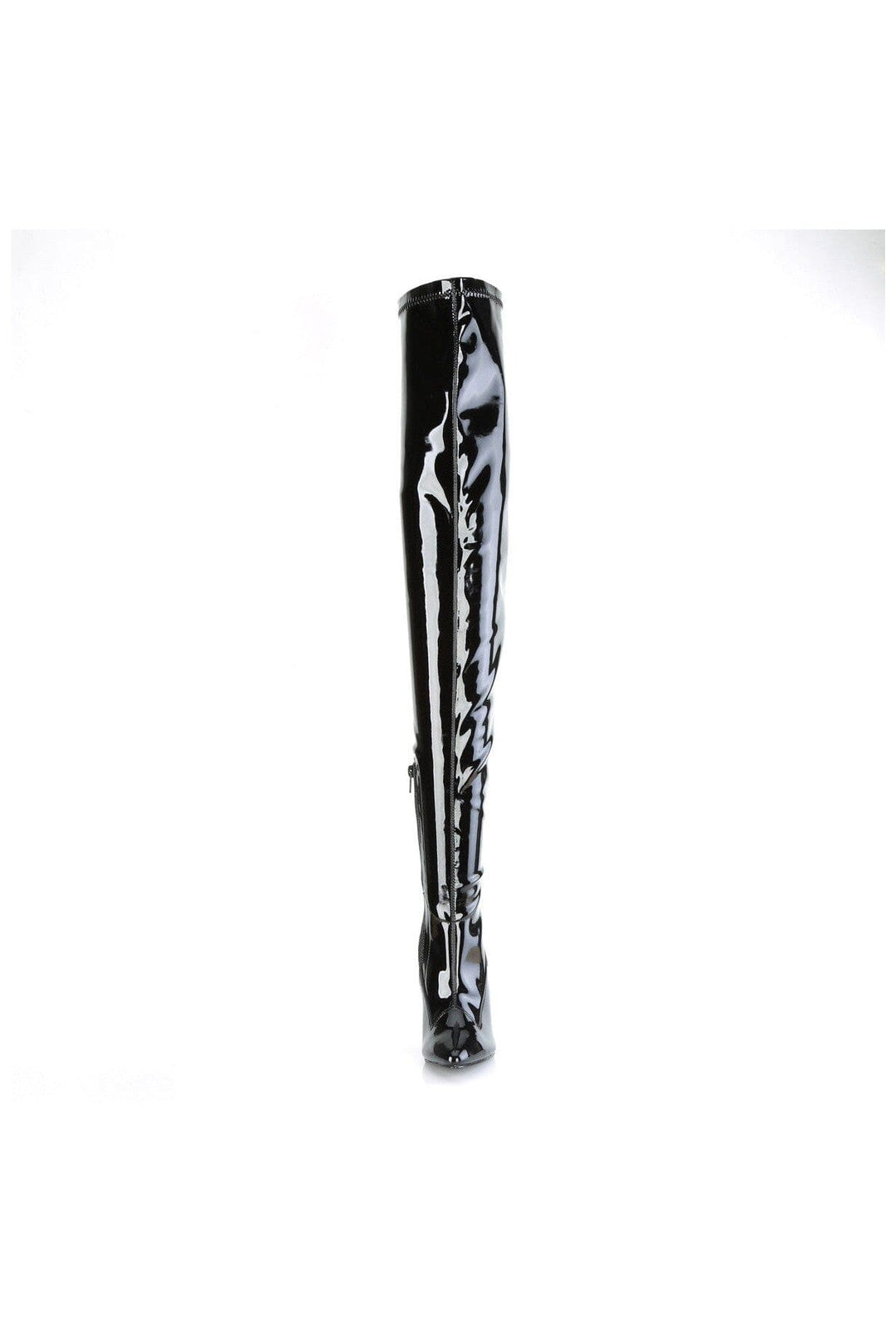 Pleaser SEDUCE-4000SLT Black Faux Leather Thigh Boot in Black Faux Leather