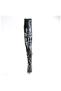 Pleaser SEDUCE-4000SLT Black Faux Leather Thigh Boot in Black Faux Leather