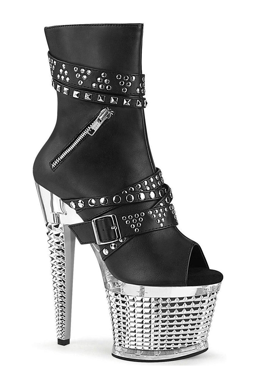 SPECTATOR-1015 Ankle Boot | Black Faux Leather-Ankle Boots-Pleaser-Black-8-Faux Leather-SEXYSHOES.COM