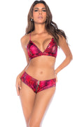 SS-Snake Print Zipper Detail Set
