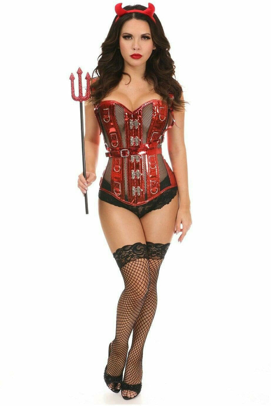 SS-Top Drawer 4 PC Sexy Devil Corset Costume-Costumes-SEXYSHOES.COM