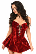SS-Top Drawer Dark Red Velvet Steel Boned Corset Dress