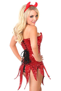 Daisy Brand SS Top Drawer Red Sequin Devil Corset Dress Costume in Red 