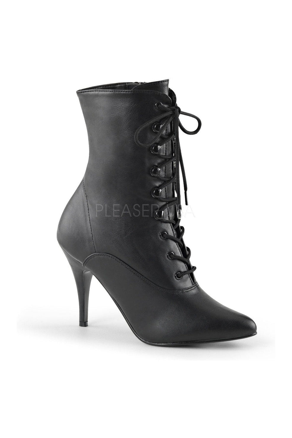 VANITY-1020 Ankle Boot | Black Faux Leather-Pleaser-Black-Ankle Boots-SEXYSHOES.COM