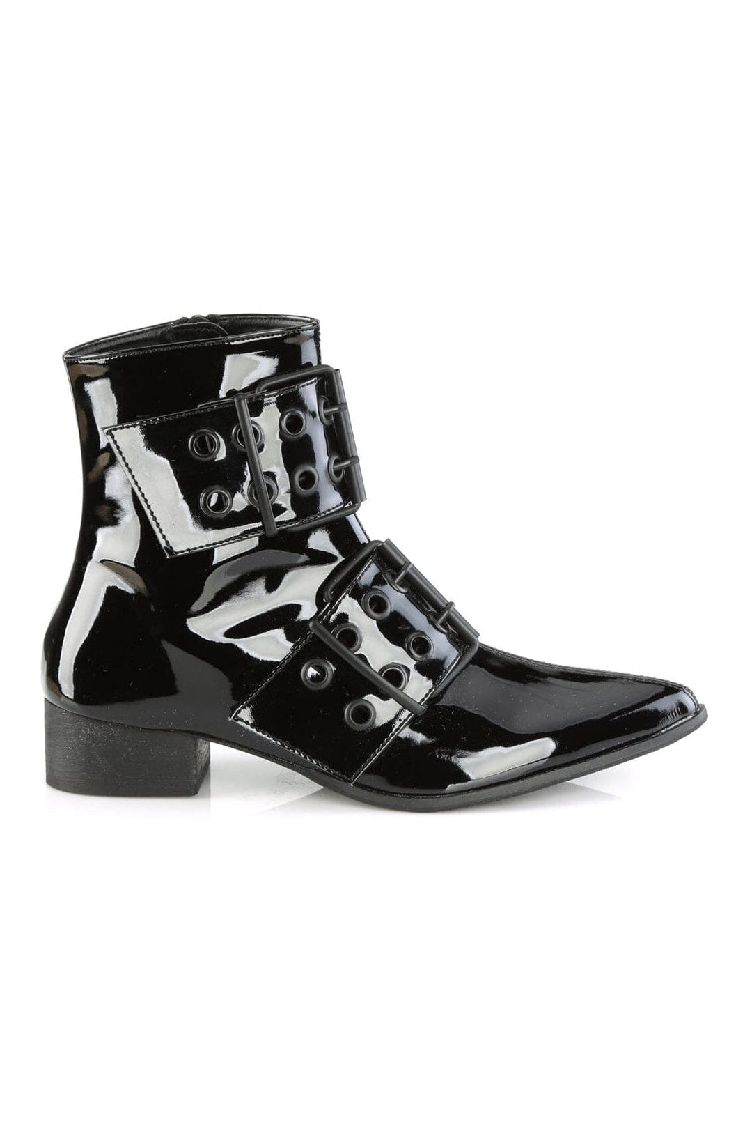 WARLOCK-55 Black Patent Ankle Boot-Ankle Boots-Demonia-SEXYSHOES.COM